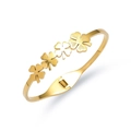 Gouden klaverarmband van roestvrij staal met gepolijste afwerking en scharniersluiting - Klaver Stijl