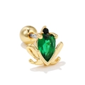 Pendiente de flor chapado en oro 18K con circón verde y cierre de bola roscada - Estilo Palmera (EGD0320) / Dorado