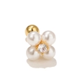 Elegante pendiente de flor en oro de 18K con perlas blancas y circonita central - Estilo Flor de Perla (EGD0335) / Dorado