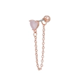 Pink heart crystal stud earring with rose gold chain and ball clasp in Y2K style - Rose Gold (EGD0442)