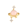 18K gold-plated planet stud earring with pink sphere and sparkling zircon stones - Gold (EGD0443)