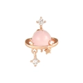 Rose gold planet screw back earring with light pink stone and clear cubic zirconia - Rose Gold (EGD0443)