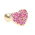 Herz-Ohrstecker aus 18K vergoldetem Edelstahl mit mikroverzierten rosa Zirkonia - Pavé Herz Stil (EGD0275)