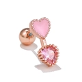 Pink heart stud earring with rose gold finish and enamel detail for cartilage piercing - Rose Gold (EGD0444)