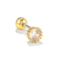 Pink heart drop earring featuring a mini gold crown setting with a sparkling clear zircon - Gold (EGD0446)