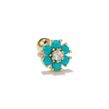 Tragus-Ohrstecker aus 18K Gold mit blauen Türkis-Blütenblättern und Zirkonia - Blauer Türkis Stil (EGD0222Blau)