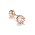 Y2K mini heart ear stud with pink zircon and rose gold ball back screw design - Rose Gold (EGD0446)
