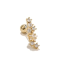 18K Gold Edelstahl Ohrstecker mit weißer Zirkonia Blume und Schraubverschluss - Sternen Bogen Stil (EGD0406)