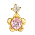 Pink heart flower stud earring with gold finish and sparkling crystal accents - Gold (EGD0447)
