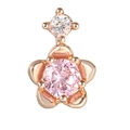 Pink gemstone flower stud earring in rose gold finish with delicate petal details - Rose Gold (EGD0447)