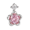 Pink heart flower stud earring with silver metal and zirconia in y2k style - Silver (EGD0447)