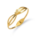 Minimalist gold stainless steel bangle with matte butterfly design and clasp - Frosted Butterfly Hollow Arc Gold (TT0712) / Gold