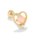 Pink cat eye stone heart stud earring in gold finish with screw ball back closure - Gold (EGD0433)