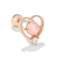 Rose gold heart stud earring with pink cat-eye stone and sparkling zircon detail - Rose Gold (EGD0433)