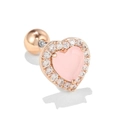 Pink heart stud earring in rose gold finish with sparkling crystal pave setting - Rose Gold (EGD0434)