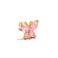 Pink butterfly stud earring with gold-plated base and sparkling marquise crystals - Pink Marquise Butterfly Style (EGD0200)