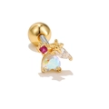 Golden 18k heart and flower cartilage stud earring with shell detail and screw ball back - Heart Red Stone Zirconia Flower Mix (EGD0362) / Gold