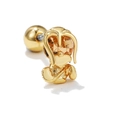 18k gouden bloem oorknopje met amber edelsteen en schroefsluiting bal - Exotische Figuur Amberkleurige Steen (EGD0322) / Goud