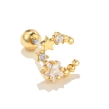 18k gold plated stainless steel screw back ear bone stud with shell flower and stars - Crescent Star Micro Inlaid (EGD0393) / Gold