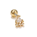 Triangle zircon ear stud in gold plating with a secure screw back ball closure - Triangle Zirconia Style (EGD0402) / Gold