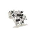 Cartoon cow stud earring with black and white cubic zirconia and ball back closure - Cartoon Black & White Cow Style (EGD0272 White Gold Color)