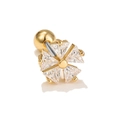 18k gold plated shell flower stud earring with sparkling zircon and screw ball back - Five Point Star Zirconia Small Flower (EGD0395) / Gold