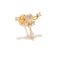 Gold heart stud earring with clear zircon and screw ball back for cartilage piercing - Heart Tassel Style (EGD0374) / Gold