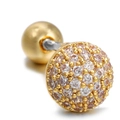 Gold-plated 18K flower screw-back stud earring with pavé-set zircons for ear cartilage - Round Micro Pave Curved (EGD0213) / Gold