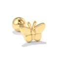 Polished gold butterfly cartilage stud with screw-back ball closure in stainless steel - Dainty Butterfly Style (EGD0381)