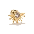 Golden teardrop stud earring with cubic zirconia and screw-back ball closure - Teardrop Sun Flower Style (EGD0404)