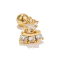 Gold star moon cartilage stud with sparkling zircon stones and screw back closure - Star Arch Connection Style (EGD0401)