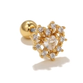 Elegante orecchino a forma di cuore dorato con zirconi chiari e chiusura a vite a sfera - Stile Cuore Pavé (EGD0546)