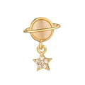 Elegante orecchino a perno dorato a forma di Saturno e stella con perla iridescente - Stile Saturno Stellato (EGD0658 Bianco)