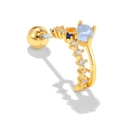 Elegante orecchino per cartilagine in acciaio inossidabile dorato con gemma blu chiaro - Stile Luna Opale (EGD0537)
