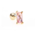 Pink rectangular zircon flower cartilage stud earring with gold-plated screw ball back - Pink Rectangular Stone Style (EGD0226)