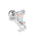 Orecchino a vite in argento con opale a goccia e dettagli in filigrana di lusso leggero - Colore Aurora a Forma di Goccia (EGD0595 Placcato Oro Bianco)