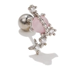 Orecchino a perno pianeta rosa con anelli celesti argento e chiusura a sfera a vite - Pianeta sferico rosa (Placcato in oro bianco)