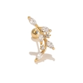 Leaf design stainless steel cartilage earring with sparkling zircons and ball screw back - Leaf Branch Style (EGD0429)