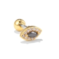 Pendiente Evil Eye dorado con micro-pavé de cristales y centro de circón negro - Estilo Ojo Turco (EGD0342) / Dorado
