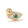 Evil eye cartilage stud in gold plating with green zircon and white crystals - Evil Eye Style (EGD0481)