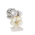 Orecchino a fiore d'argento con petali bianchi, strass lucido e perla bianca - Perla artificiale con fiore intagliato bianca (EGD0384 colore oro bianco)
