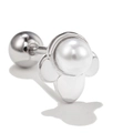 Orecchino a perno in argento con chiusura a vite e delicata perla bianca centrale - Perla Artificiale con Base a Tre Petali (Tonalità Oro Bianco EGD0339)