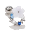 Orecchini a fiore in argento con petali bianchi e zirconi blu per cartilagine - Set fiore bianco e strass blu (EGD0366 tonalità oro bianco)