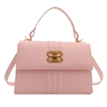 Borsa a mano rosa in similpelle con fibbia dorata e tracolla regolabile per donna - Rosa