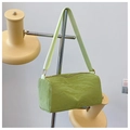 Grass green minimalist cylinder pillow bag with unique wrinkled paper texture and strap - Green