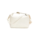 Elegant white pillow bag with rich rabbit embossed pattern and gold hardware - White