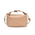 Elegant beige rich rabbit embossed handbag with golden lock and shoulder strap - Khaki