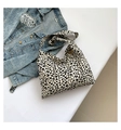 Borsa tote in tela con stampa leopardata da donna, capiente borsa a spalla leopardata - Stampa Leopardata Bianca e Nera / Leopardo Beige