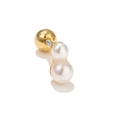 Pendientes de oro minimalistas con perlas blancas dobles alineadas verticalmente - Estilo Vertical de Doble Perla (EGD0334)