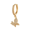 Klassische vergoldete Creolen mit funkelndem Zirkonia-Schmetterlingsanhänger für Damen - Gold Schmetterling Stil (EK00045)